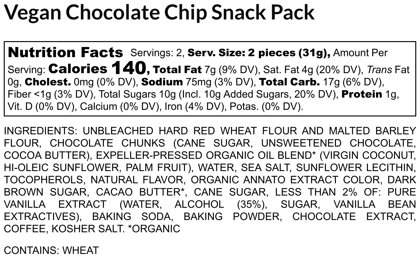 VEGAN CHOCOLATE CHIP SNACK PACKS - Bell’s Reines